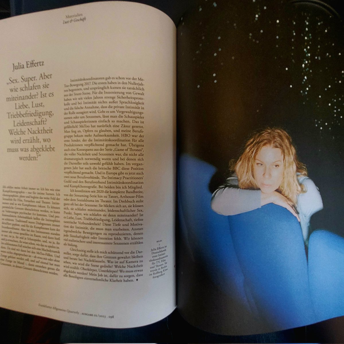 Thank you, <a href="/faznet/">Frankfurter Allgemeine</a> <a href="/FAZQuarterly/">Frankfurter Allgemeine Quarterly</a>, for this lovely chat on #Intimacy and #storytelling. #intimacycoordinator #intimitätskoordinatorin #choreography #bestpractice