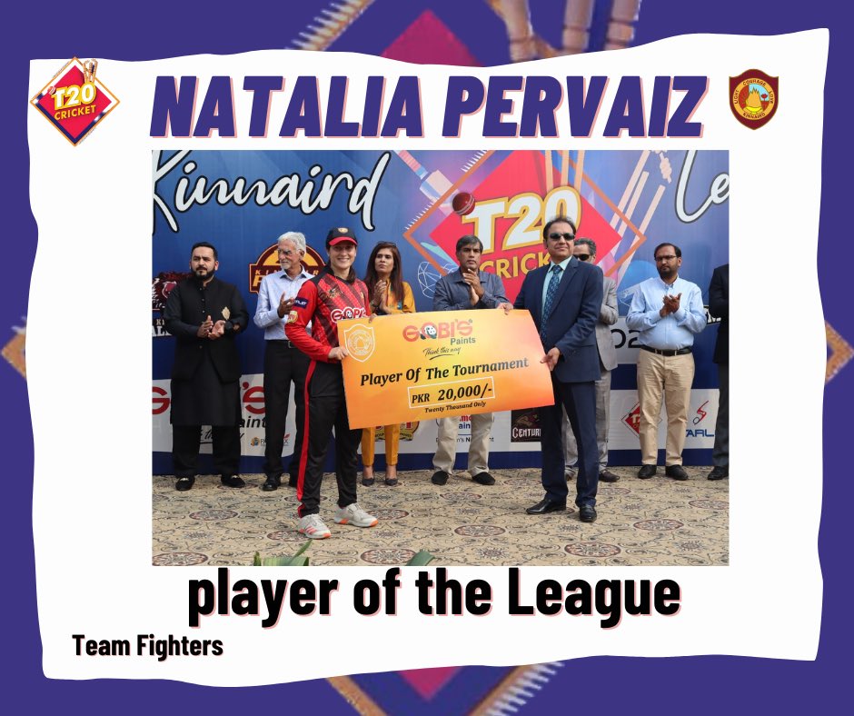 Many congratulations to the top performers of the league - 

samiya Afsar- Emerging player of the league-

Natalia Pervaiz- Player of the league 

Well done girls - 

#Cricket #league #teamchallengers #TeamFighters #teamemerging #TeamPacers #womencricket #lightcoueagelove