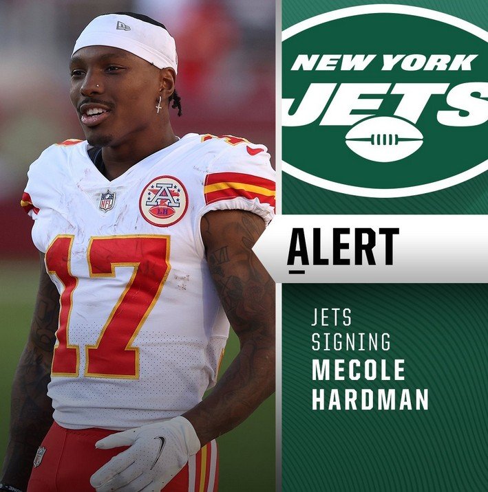 thefantasystuds's tweet photo. Breaking News: The #Jets are signing former #Chiefs WR Mecole Hardman to a 1 year $6.5 Million dollar deal
#NFLFreeAgency https://t.co/vuzg2TvVJR