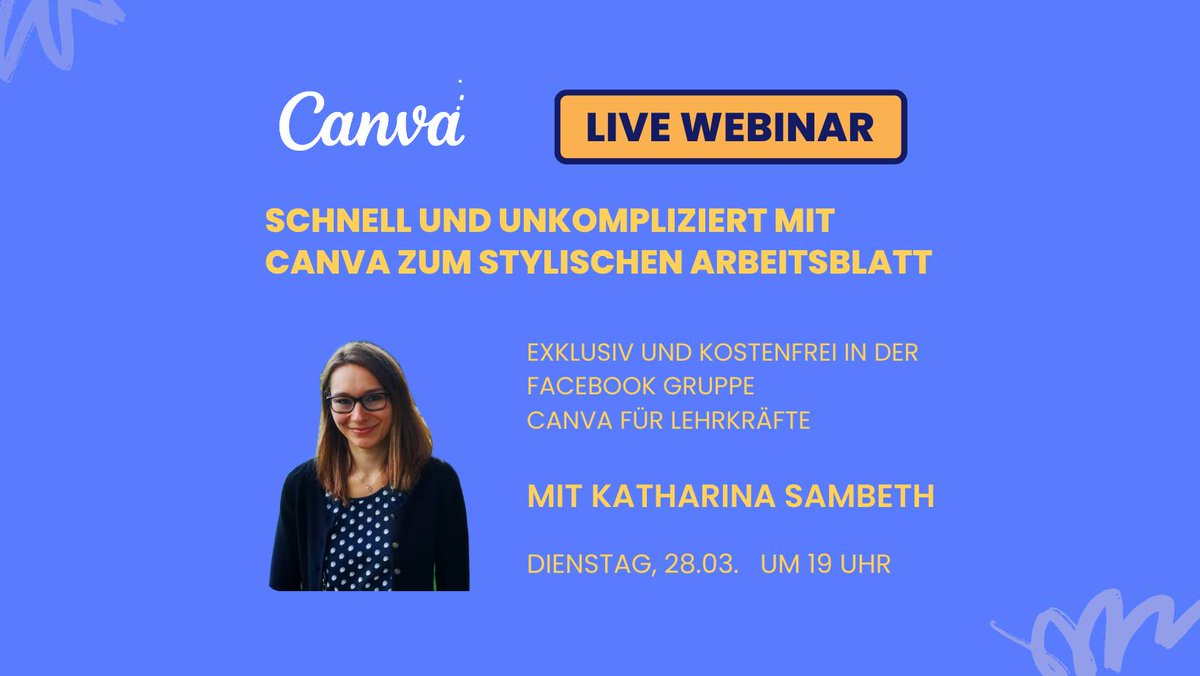 Herzliche Einladung zu meinem ersten Workshop für <a href="/CanvaEdu/">Canva Education</a> 😊 Bin  etwas  nervös  😅 #twlz
