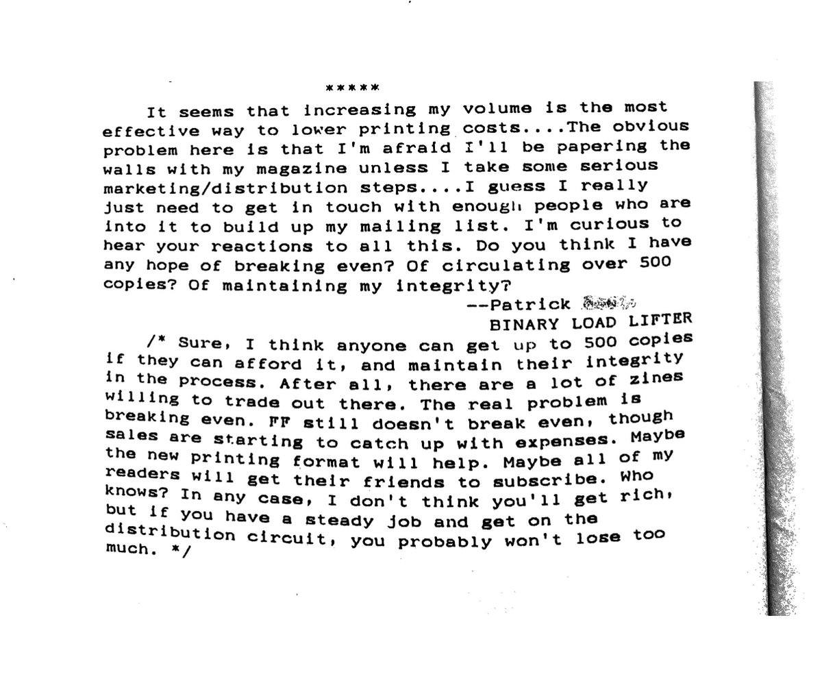 F5_archive's tweet photo. ...how he minimizes his financial losses, how distribution breaks down, if anyone famous was included in F5, why there was no black content in the magazine, and more. Gunderloy answers all of these questions. https://t.co/jxpU0M9obr