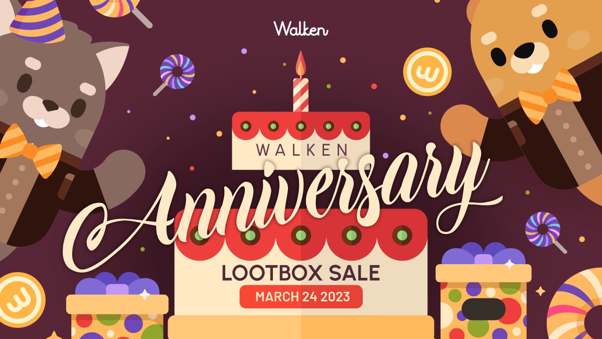 Walken - PUBLIC BETA is Live! (@walken_io) on Twitter photo 2023-03-22 19:14:55 🎉🍰 LOOTBOX LOTTERY SALE HONOURING 1ST ANNIVERSARY OF #walken_io ⏰March 24 🚀 5000 CAThlete Lootboxes + 10000 Item Lootboxes 🔔7 days of x2 rewards for CAThletes wearing festive Items! 🎯Full announcement: t.me/walken_channel… 🎉🍰 LOOTBOX LOTTERY SALE HONOURING 1ST ANNIVERSARY OF #walken_io ⏰March 24 🚀 5000 CAThlete Lootboxes + 10000 Item Lootboxes 🔔7 days of x2 rewards for CAThletes wearing festive Items! 🎯Full announcement: t.me/walken_channel…