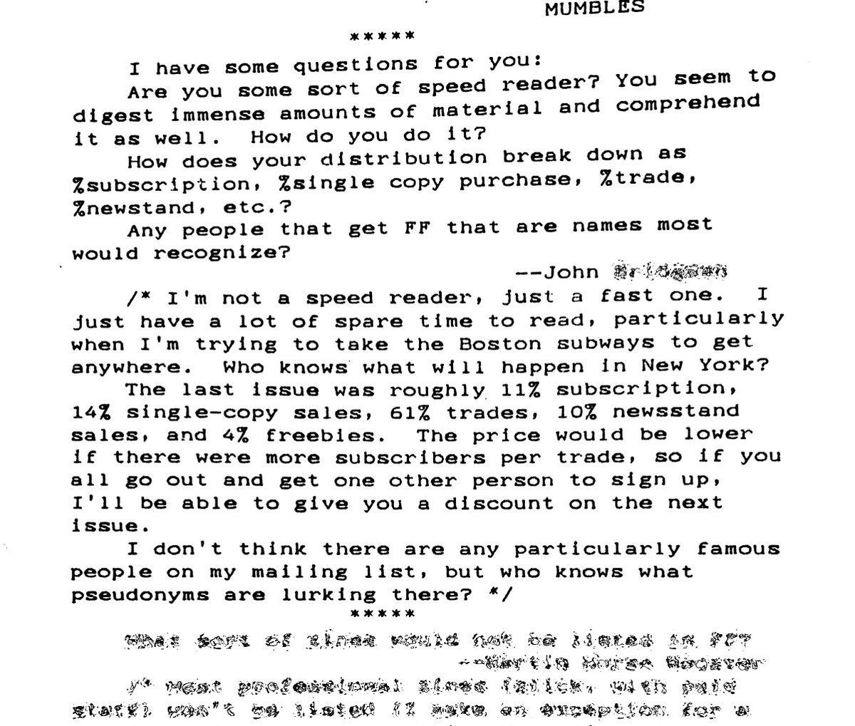 F5_archive's tweet photo. Here are some letters from Issue 19 (Aug 1986), asking Gunderloy questions about F5, including how he finds #zines, decides which publications to exclude (professional mags and porn get a no but hate lit and #erotica is ok)... https://t.co/qBVrvRjqAl