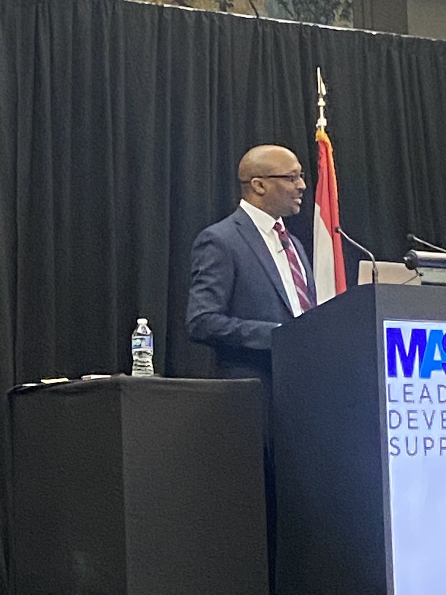 CrooksSusanD's tweet photo. So happy to listen to Dr Curtis Cain. One of our own. AASA Superintendent or the Year. Great way to start our conference. #SuPR23 https://t.co/lSszGyUs1r