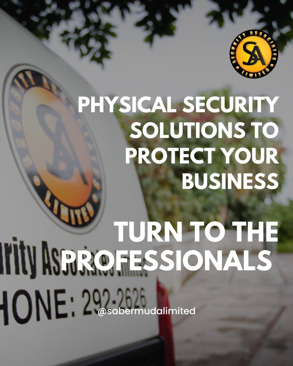 SABermudaLtd's tweet photo. TURN TO THE PROFESSIONALS 🔦 

We're Bermuda's leading physical security specialist providing businesses with innovative security solutions, while promoting a high level of integrity for every client. 

Contact us today on 292-2626 to discuss all of your Security needs. https://t.co/CYeocTo7OO