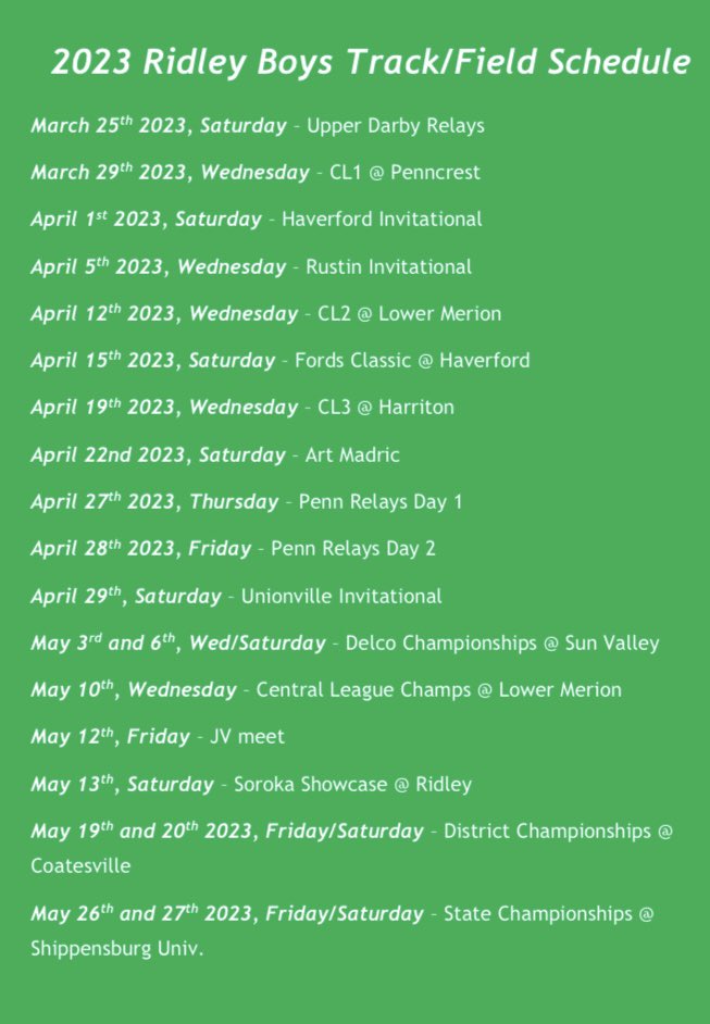 2023 Schedule!