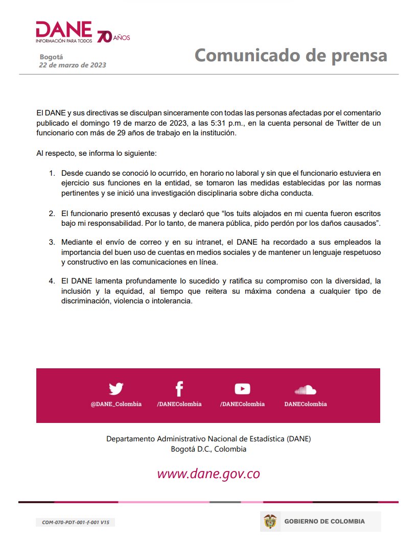 DANE Colombia tweet media