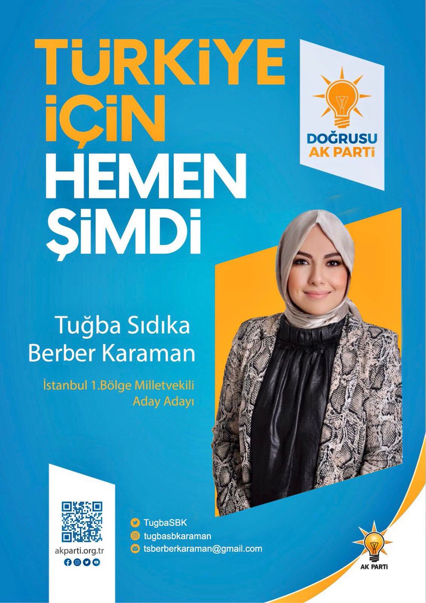 Çok Kıymetli Başkanım <a href="/TugbaSBK/">Tuğba Sıdıka KARAMAN</a>  Aday Adaylığınız Hayırlı Olsun.Samimiyeti Güleryüzüyle Gönlümde Yeri Ayrı Olan Başkanım Yolunuz Açık Olsun.Dualarımız Sizinle. <a href="/RTErdogan/">Recep Tayyip Erdoğan</a>