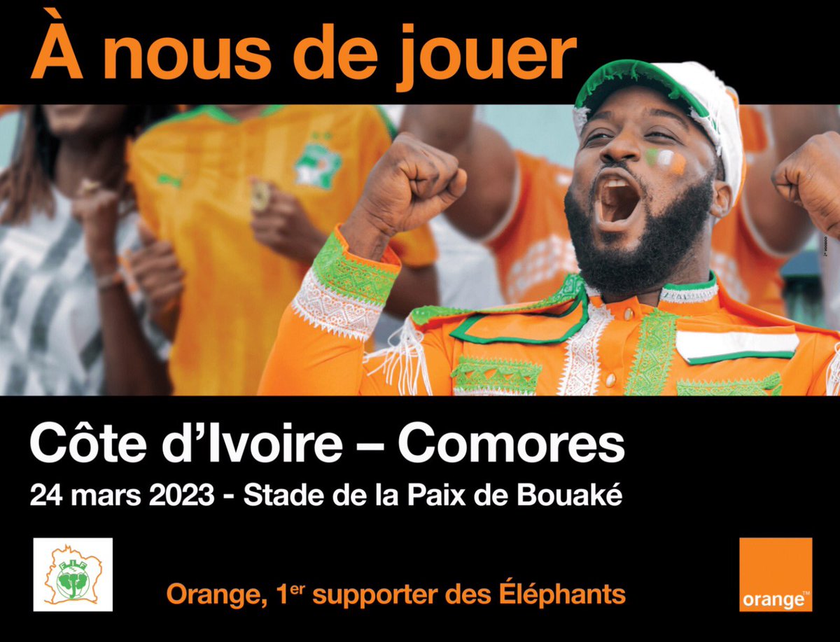 CI_Orange's tweet photo. C’est Bouaké qui est doux à l’heure là 😎! 
Rendez-vous ce 24/03 à tous les vrais supporters pour le match CI 🇨🇮 VS Comores 🇰🇲. 
Quelle est ton équipe type pour cette rencontre ? 

#ÀNousDeJouer #Can2023 https://t.co/0byTV4XzHJ