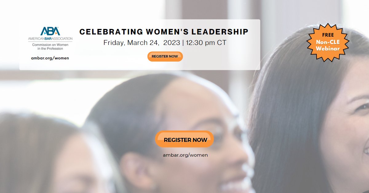 ABAWomen's tweet image. Join ABA President Deborah Enix-Ross and Commission on Women in the Profession Chair Hon. Maureen Mulligan as they lead a robust roundtable discussion of women in the legal profession.
Register now at ambar.org/women 
#womenlawyers #womeninlaw