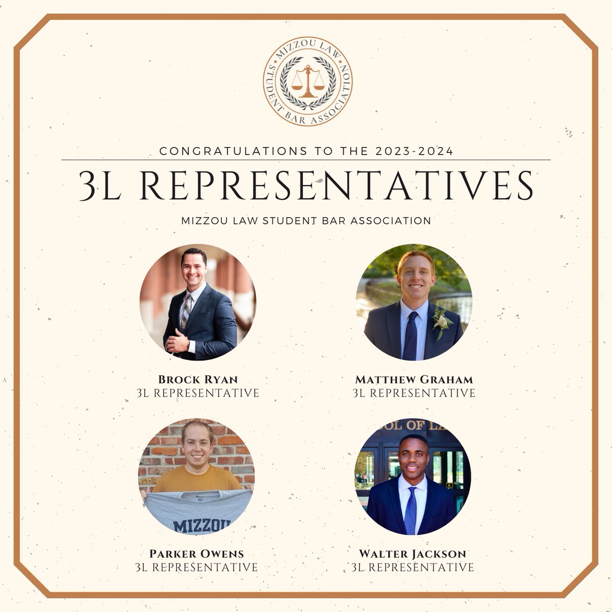 It is time to announce our newly elected 2L and 3L representatives! Congratulations to Brittany, Christian, Hannah, Kelly, Brock, Matt, Parker, and Walter. These eight individuals will act as a voice for their respective classes, and bring new ideas in the 2023-2024 school year!