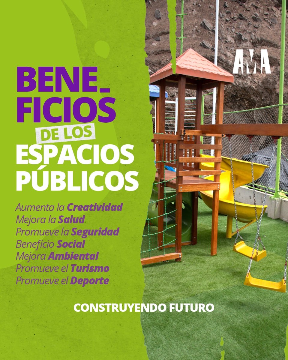En AMA PERÚ 💚 sabemos el efecto positivo que tienen los espacios publicos en la sociedad. Por eso, construimos ⚒️ campos deportivos con áreas verdes y parques infantiles en las zonas más vulnerables del país 

¡Pintemos juntos el camino! 🤗

#ongperú #camposdeportivos