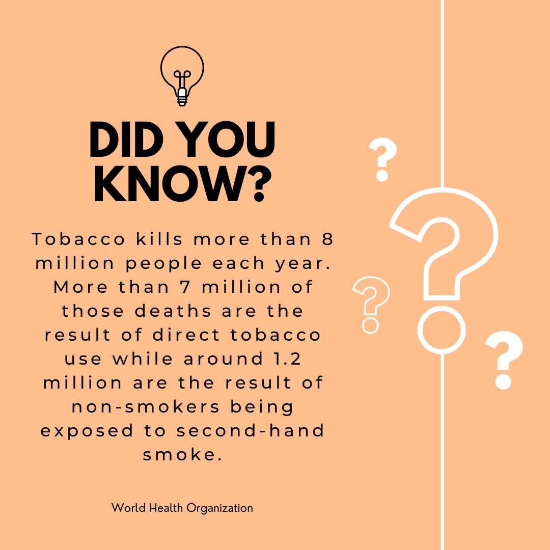 shapesocal's tweet photo. Such a sad fact. Help save your life and others' by quitting today! Visit https://t.co/Qe4nogGjkf for more information!
Source: World Health Organization
#tobaccofree#quitsmoking#quittobacco#california#sandiego#secondhandsmoke#smokefree#stopsmoking #toxic #quitnow #ecigs #vaping https://t.co/ns7xB4e6AY
