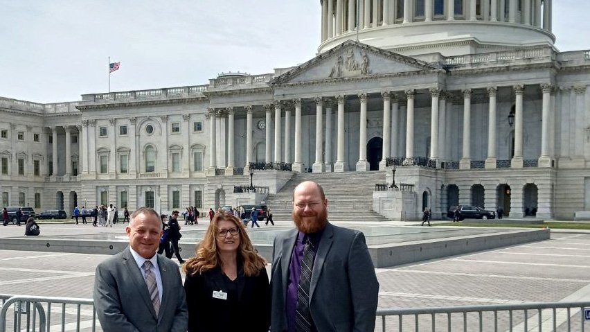 MNBWSR's tweet photo. From left: @NRCS_MN State Conservationist Troy Daniell, @MnSWCDs Executive Director LeAnn Buck and @MNBWSR Resource Conservation Section Manager Tom Gile met in Washington, D.C., while attending the @NACDconserve Spring Fly-In. #conservation https://t.co/WZ9mW1PwbZ
