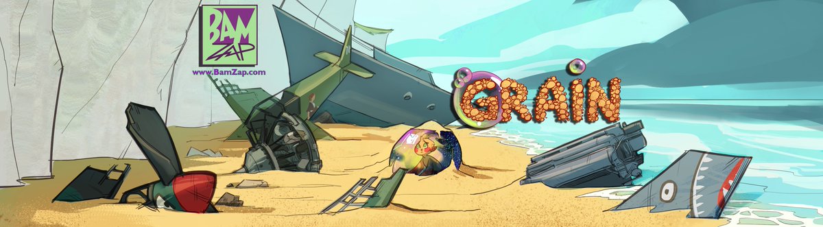 Grain arrives on Earth. Bubble pushes through the sand, travelling from...where? Issue #1 is available at bamzap.gumroad.com #KidsComic