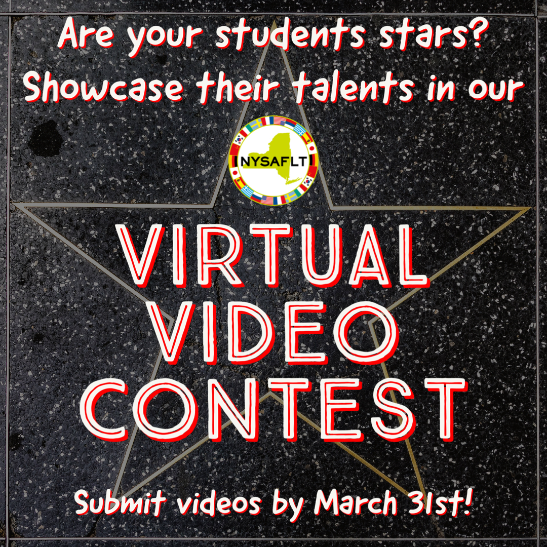 Showcase your students’ achievements! Our NYSAFLT Virtual Video Contest offers six categories of video entries. Visit nysaflt.org/members-only-h…. Please note that our deadline has been extended to March 31!