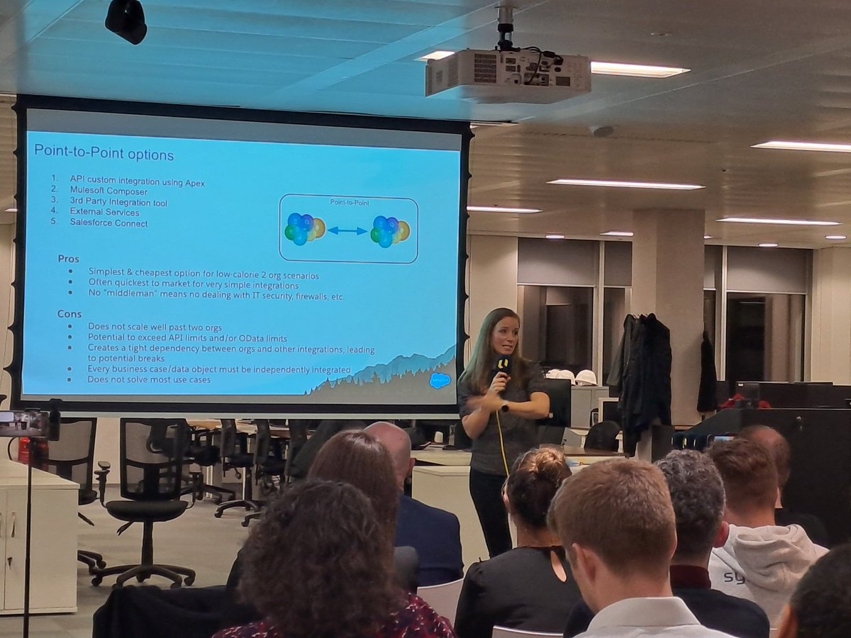 The wonderfully knowledgeable <a href="/micje/">Michelle</a> is up as our first <a href="/LonDevSFDC/">London, UK Salesforce Developers</a> speaker. Covering for to do cross-org integrations with external services.
It's a brilliant full house. Thanks to <a href="/LendInvest/">LendInvest</a> and <a href="/blackthornio/">blackthorn.io</a> for sponsoring.