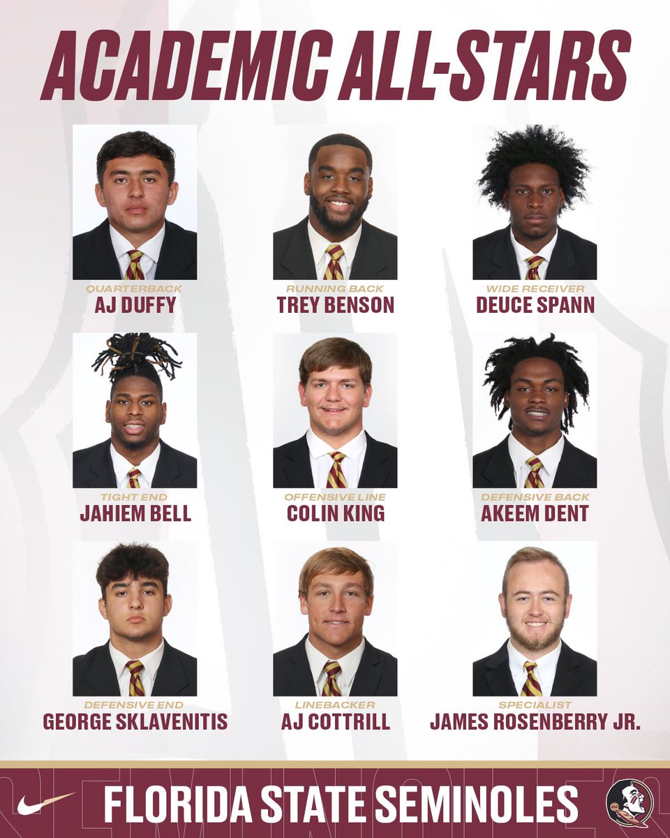 FSUFootball's tweet image. Congratulations to this week’s Academic All-Stars!

#NoleFamily