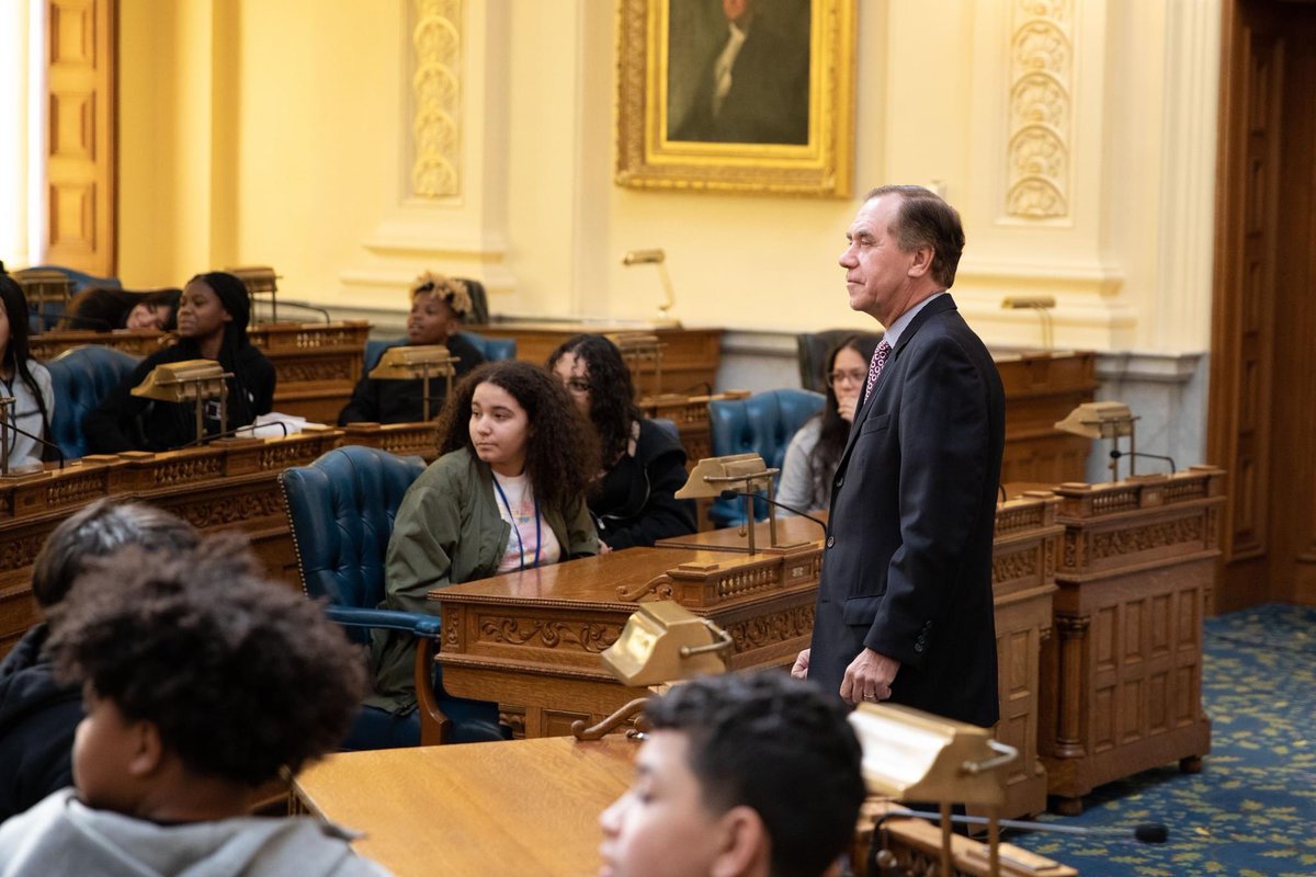 SpeakerCoughlin's tweet photo. It was a pleasure to welcome students, teachers, and staff from @FordsMiddleWTSD in @WdbgSchools to the State House today. Our future is bright! https://t.co/LS1p9UZwws