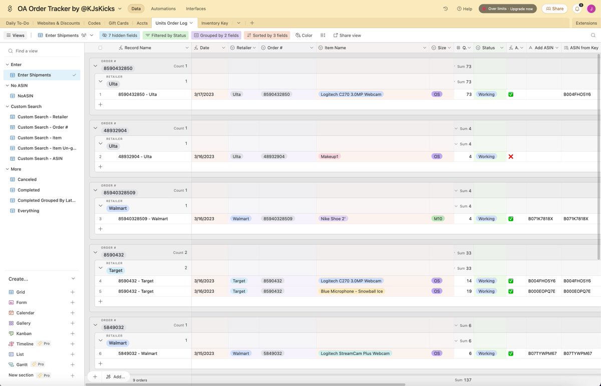 JacksonAmzn's tweet image. My OA Order Tracker + Workspace AirTable is finally finished! 

Never again will you lose gift cards, discount codes, or accounts you have for websites!

Reply "Sauce" + Like this tweet and I'll send it to you.

*must be following so I can DM you*