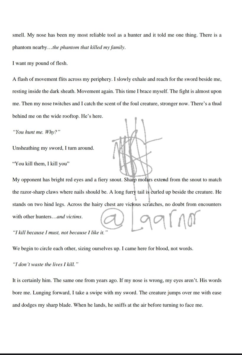 Laarnor's tweet photo. A very rough first draft of another short I'm calling 

'Howl' 

Part 1 
#amwritingfiction #amwriting #shortstories 

#HowManyHashTagsDoINeed https://t.co/rGxeq8cOB6
