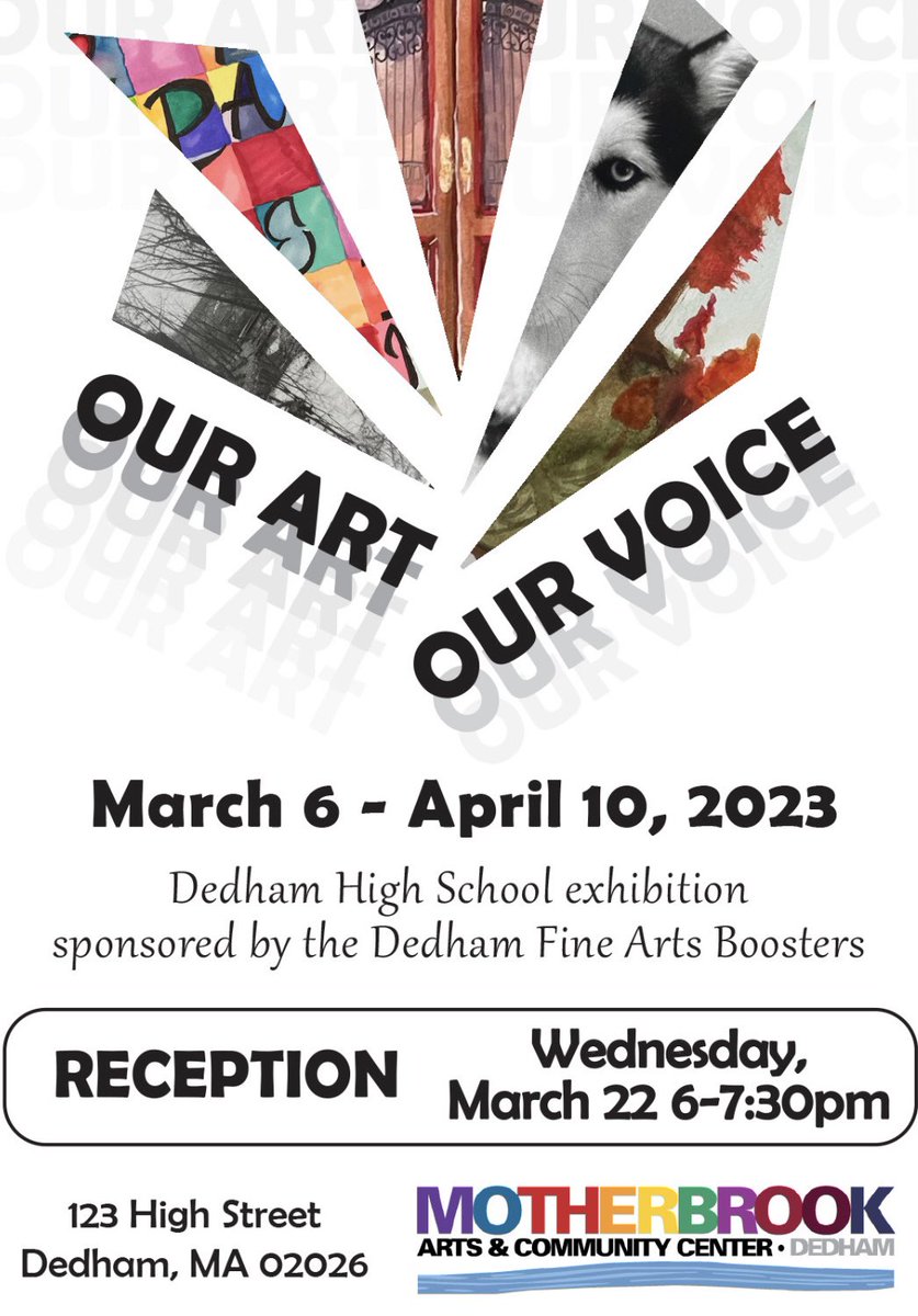 Tonight!!! Come see some amazing art work by DHS students and DPS art teachers! <a href="/DedhamSchools/">Dedham Public Schools</a>