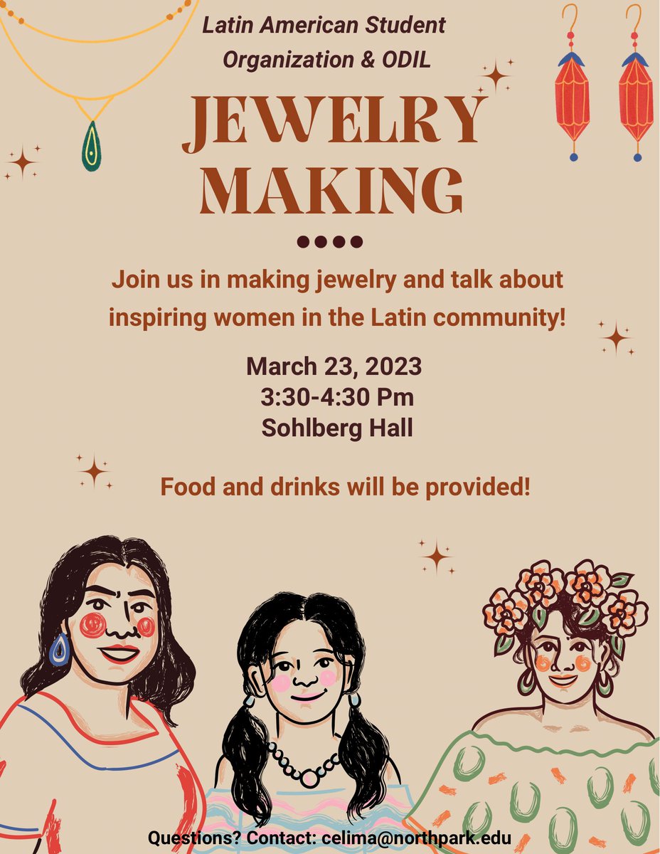 TheofficeofDiv1's tweet photo. Tomorrow! Come make some jewelry in the Collab!
#latinstudent #jewelry https://t.co/6B744yrlRo
