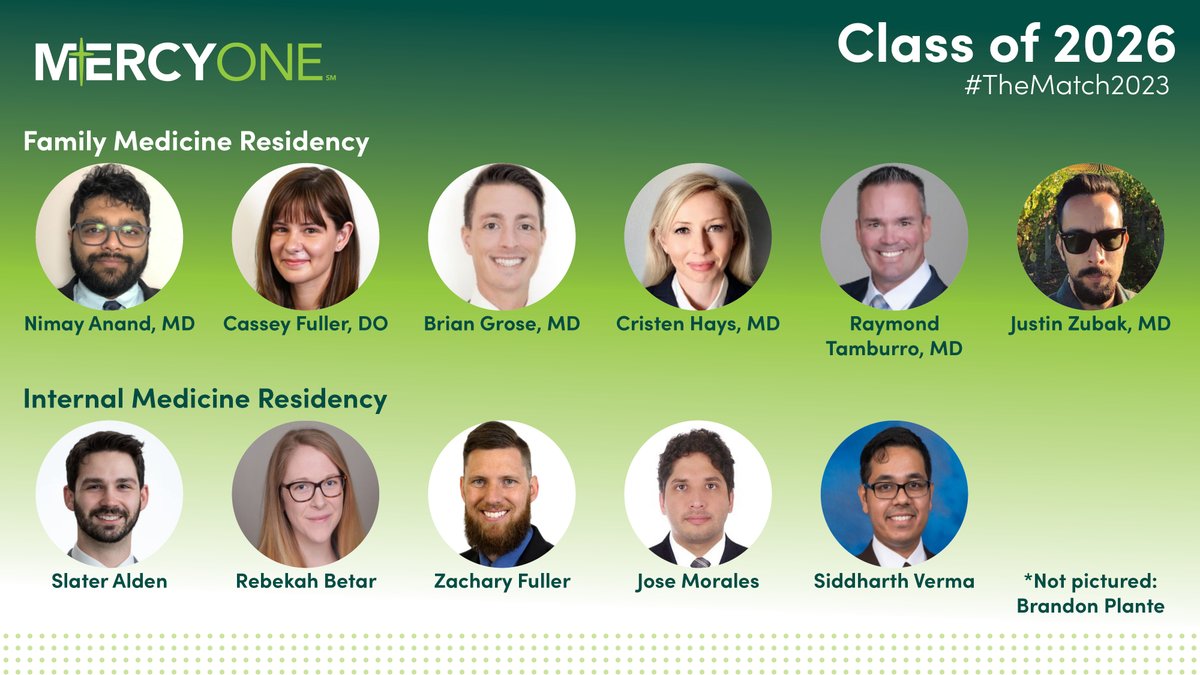 MercyOne_Iowa's tweet photo. Congratulations to our incoming Family and Internal Medicine residents at MercyOne North Iowa Medical Center! #TheMatch2023 #MercyOneDoc #MercyOneResident

Learn about our residency programs: family medicine (https://t.co/fvldhiEVkg)  internal medicine (https://t.co/nwcQejPMDW) https://t.co/WcKxH9wyc1