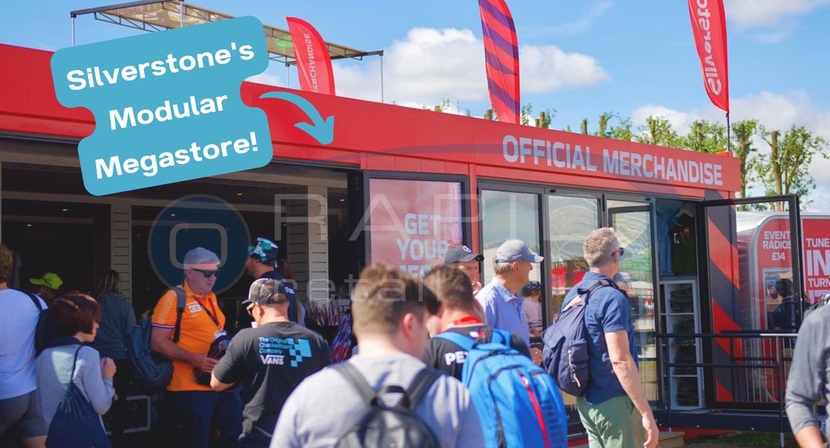 RapidRetail's tweet photo. WHAT A SHOWSTOPPER! 🤩

We are all looking forward to seeing the doors open again in July for the British Grand Prix 🏎

Modular Megastore Provided by Rapid Retail 

#silverstone #formula1 #grandprix #britishgrandprix #megastore #merchandise #merch #merchstore #modular https://t.co/IZXxGTO8rH