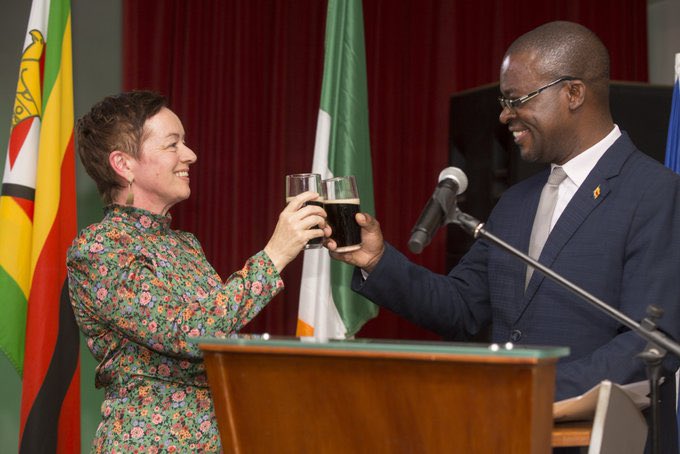 IrlEmbPretoria's tweet photo. A wonderful occasion last night in Harare celebrating #StPatricksDay2023 in Zimbabwe with a fantastic Irish-Zimbabwean musical collaboration with  @HopeMasike and Fiddleicious. @euinzim https://t.co/EaxLMy0yhZ