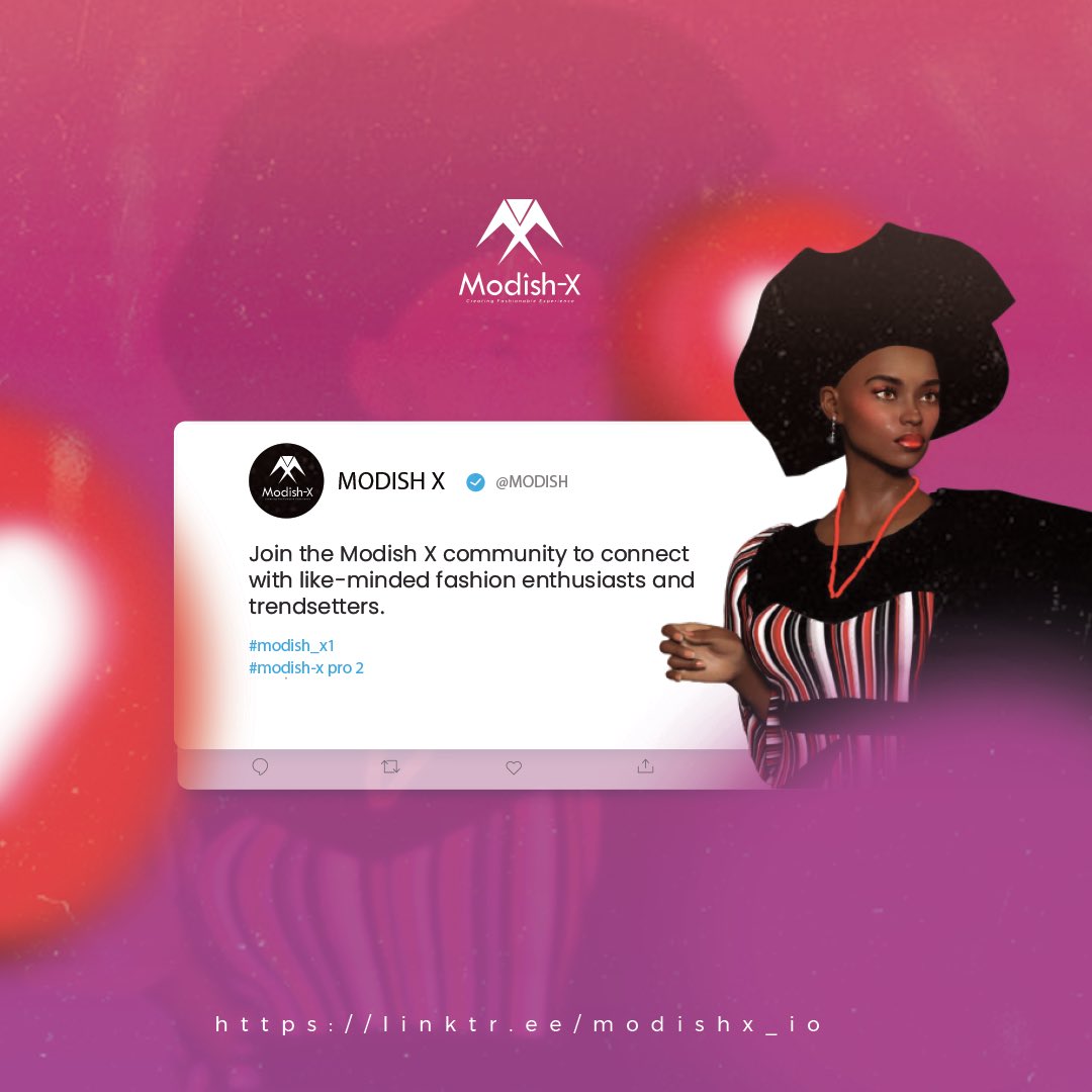 modishx_io's tweet photo. Join our Telegram Community: 

👉 https://t.co/hRlAIhdJvc

#modishx #digi #Fashionista #fashiontech #digtalfashiontech #nftfashion #fashion https://t.co/TKfhfec3uM