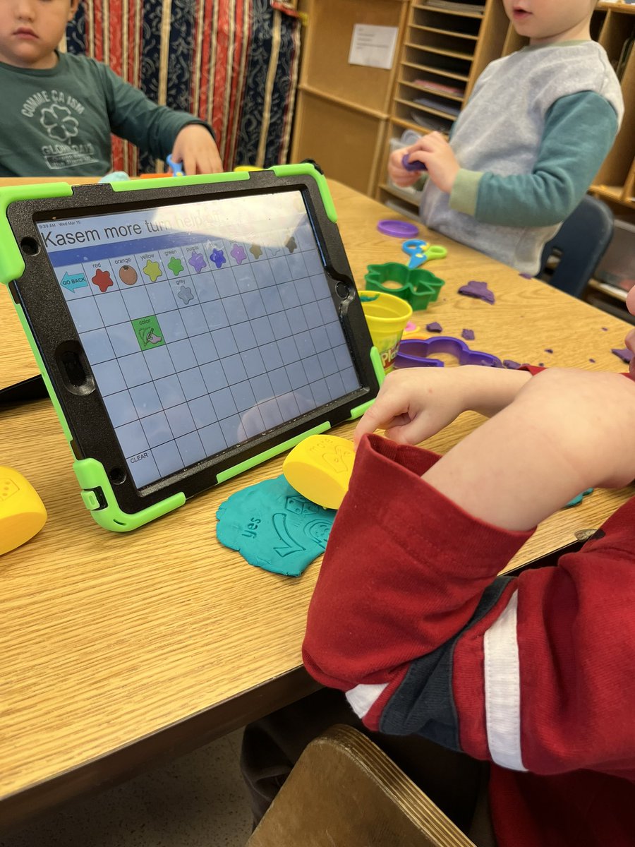 winklerATS's tweet photo. We have been having so much #AccessibleFun at @FreedomHillES lately! From playing with 3D printed core word stampers, to using switch toys, to listening to songs on #TarheelGamePlay during our #GoogleMeet with our @TJHSST_Official buddies, the fun never stops! @ATS_FCPS https://t.co/QdCGiJ7OZy