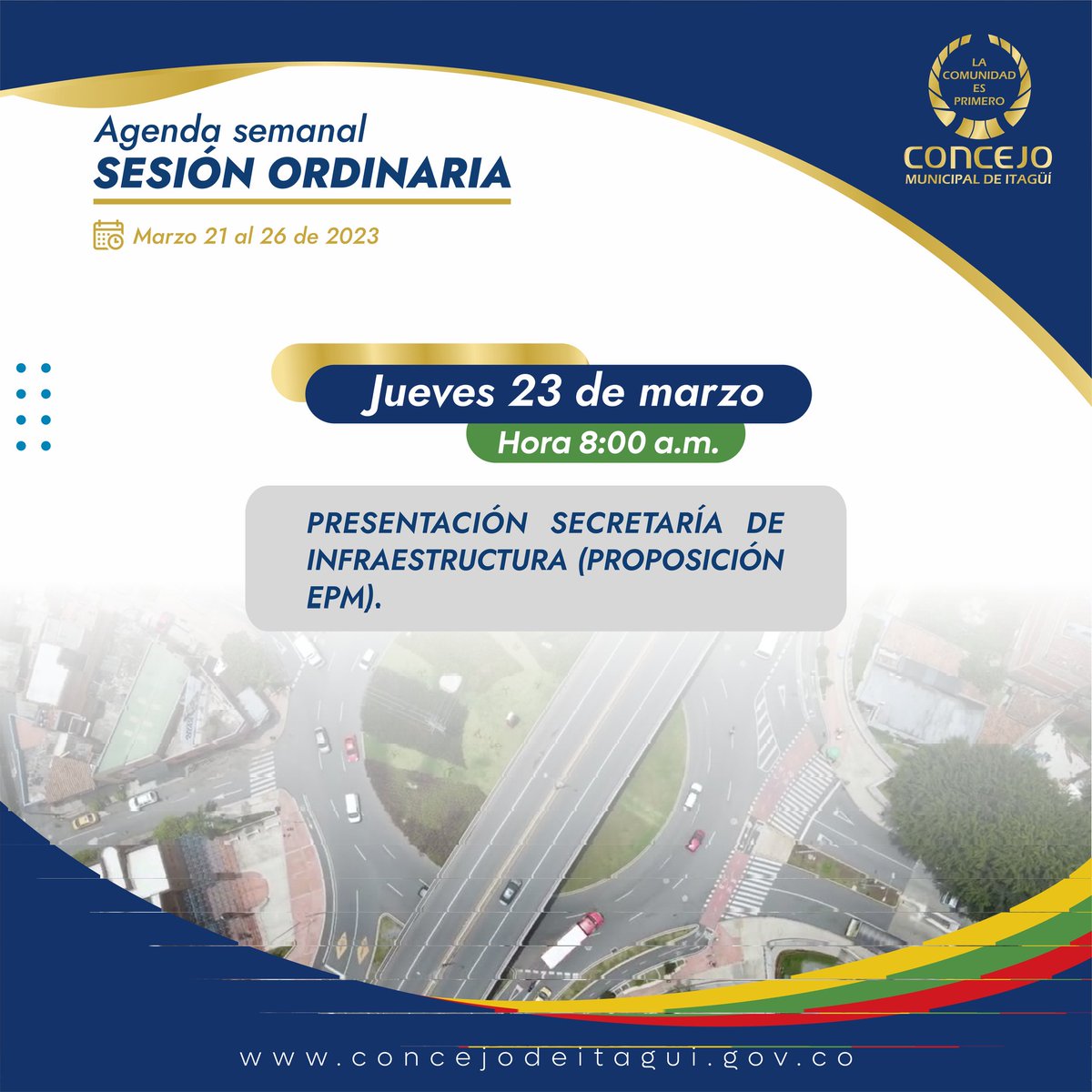 👉🏽 Mañana jueves 23 de marzo, tendremos la presentación de la  Secretaría de Infraestructura "Proposición EPM"

📍Los esperamos en nuestro live de
🎥 Facebook: facebook.com/ConcejoDeItagu…
🎥 YouTube: youtube.com/@ConcejoDeItag…