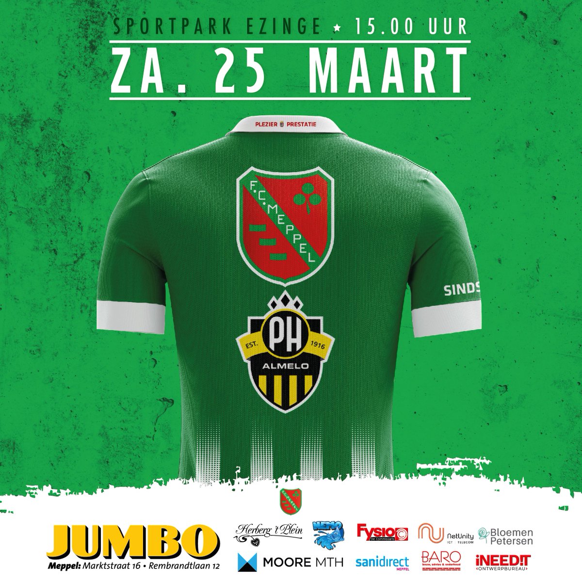 FC Meppel speelt de thuiswedstrijd tegen 
PH Almelo

📅 Zaterdag 25 maart 2023
🕒 15.00 uur 
🏟 Sportpark Ezinge
⚽️ FC Meppel - 
<a href="/phalmelo/">⚽️ PH Almelo</a> 
 📈 KNVB Noord 2e Klasse J
📲 Live verslag Twitter 
<a href="/fcmeppel/">FC Meppel</a>
 
fcmeppel.nl/fc-meppel-ph-a…