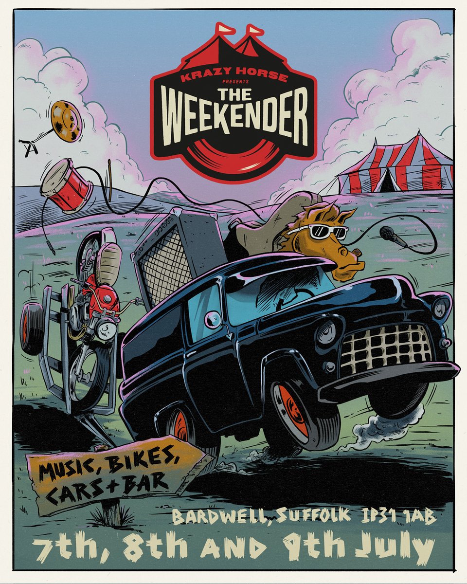 💥 Super excited to be playing ‘The Weekender’ #Festival by Krazy Horse on Friday 07 July in #Bardwell, #BuryStEdmunds, #Suffolk. Bikes, cars and great bands all weekend. Link in comments. Hell yea! 🎵🎶💥 #rockabilly <a href="/KrazyHorse5/">Krazy Horse</a>