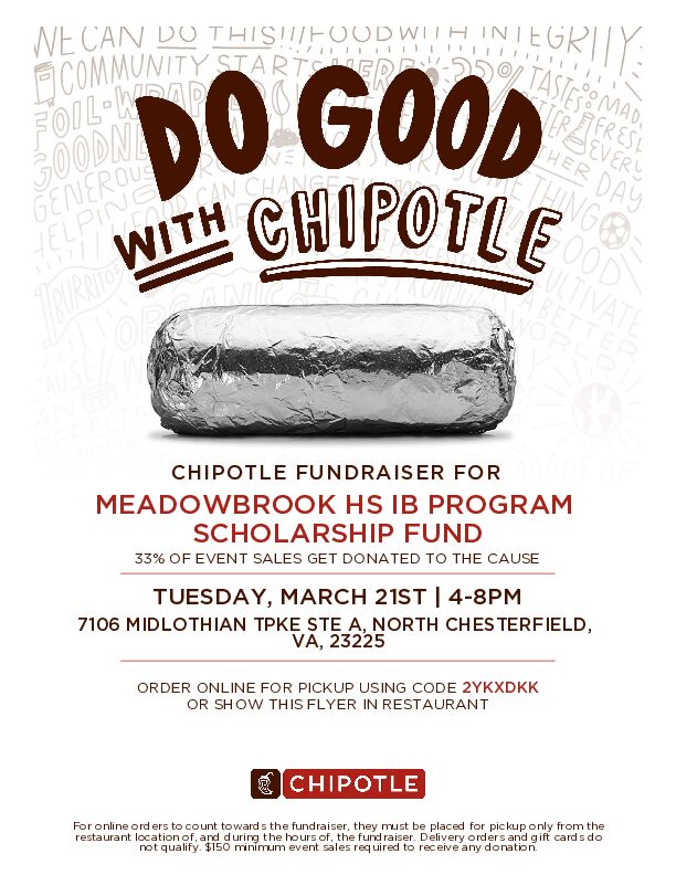 Mr. J. K. Lynch (@mrlynch99) on Twitter photo Thanks to everyone who supported our fundraiser at Chipotle last evening! We couldn't have done it without supporters like you! #makingdreamshappen @ccpsinfo <a href="/mbkhsccps/">Meadowbrook High School</a> <a href="/Chrissy_Frias/">Christina Frias</a> Thanks to everyone who supported our fundraiser at Chipotle last evening! We couldn't have done it without supporters like you! #makingdreamshappen @ccpsinfo <a href="/mbkhsccps/">Meadowbrook High School</a> <a href="/Chrissy_Frias/">Christina Frias</a>