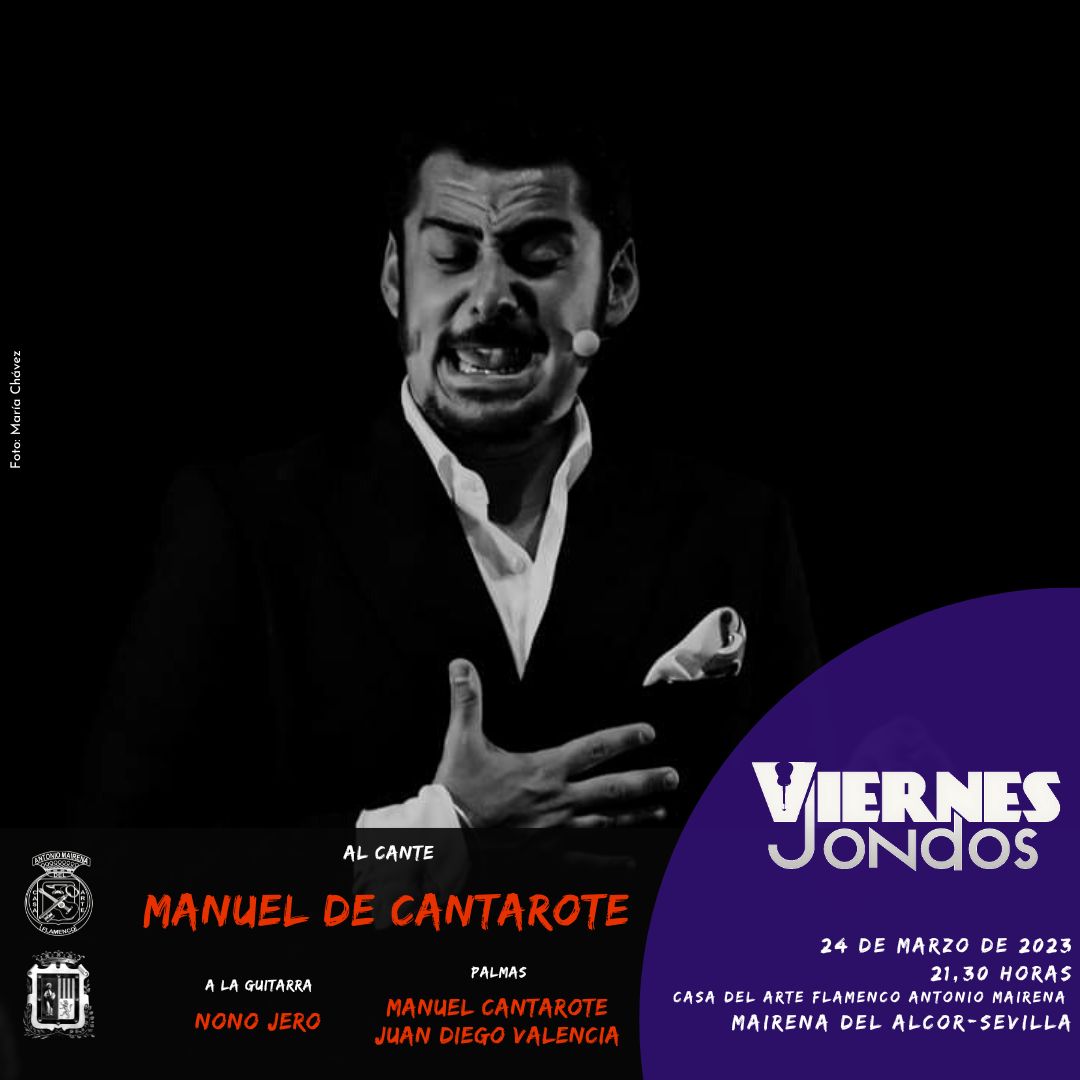 flamencoart's tweet photo. RECORDATORIO:

Manuel de Cantarote en el ciclo #ViernesJondos, con la guitarra de Nono Jero

📅 24 mar. ⌚ 21.30 h.
📍 Casa del Arte Flamenco Antonio Mairena  
🎟 Entrada libre hasta completar aforo

#Cantejondo #flamenco #MairenadelAlcor #CasadelArteFlamenco #AntonioMairena https://t.co/Uf1PMcOaRN