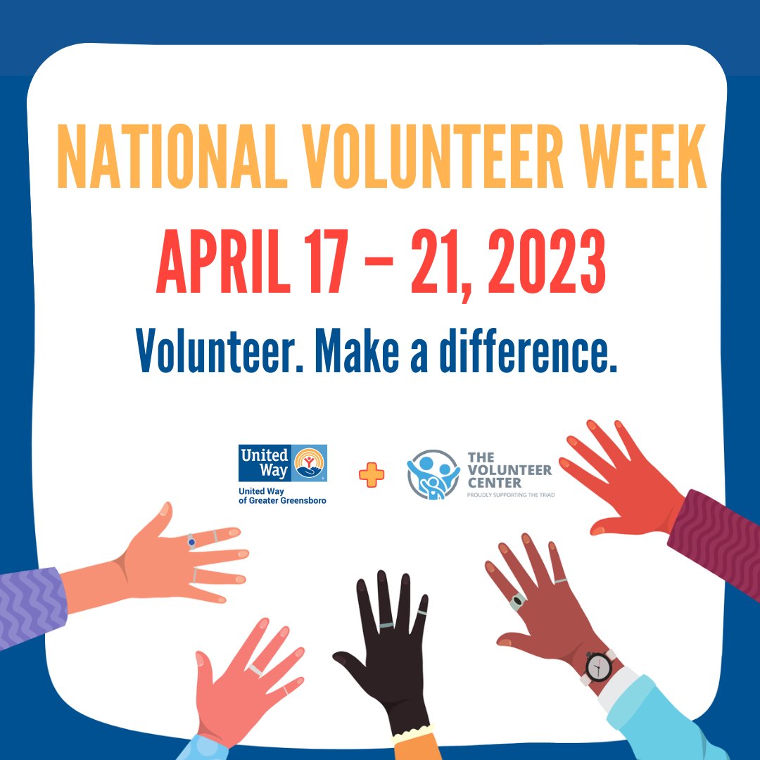 unitedwaygso's tweet photo. National Volunteer Week is right around the corner! You can make a difference by signing up for one (or more!) of the opportunities we're hosting in partnership with @VolunteerTriad 

Sign up here: https://t.co/lCP7mtHBGl

#NationalVolunteerWeek #EndPovertyGSO #LiveUnited https://t.co/ib8BLTero7