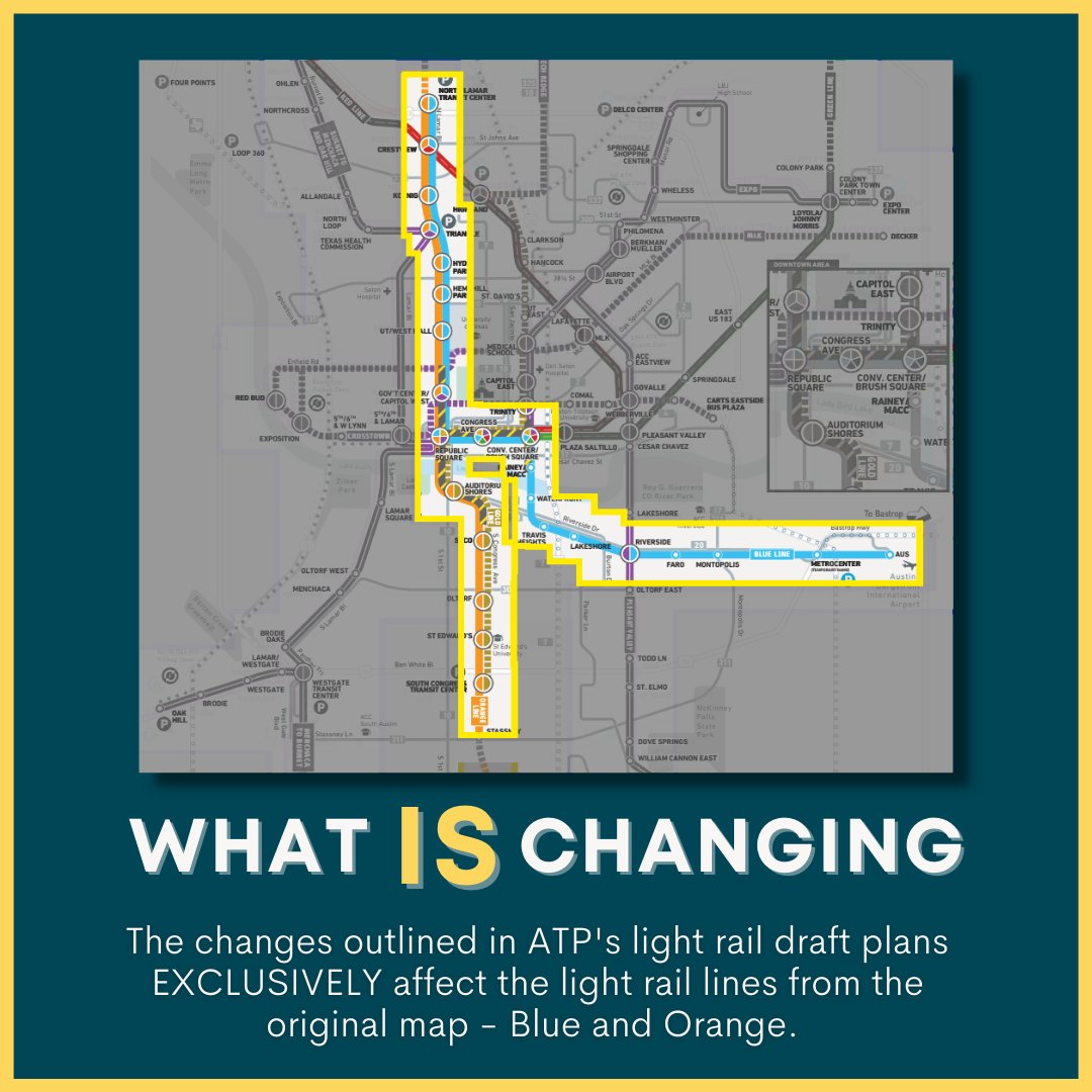 chitoforatx's tweet photo. Austin is finally moving forward with a light rail system! This is a huge step for our city. I’m glad @ATP_org has developed a realistic &amp; robust set of plans for the first light rail routes.

The draft plans released yesterday affect only two lines from the Project Connect plan. https://t.co/te4yQ8QRG3