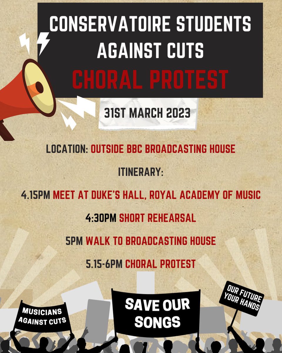 emmaconductor's tweet image. 📢 Calling all conservatoire students and recent alumni! 📢

Please join us for this choral protest next Friday 31st March. More info: docs.google.com/document/d/17X…