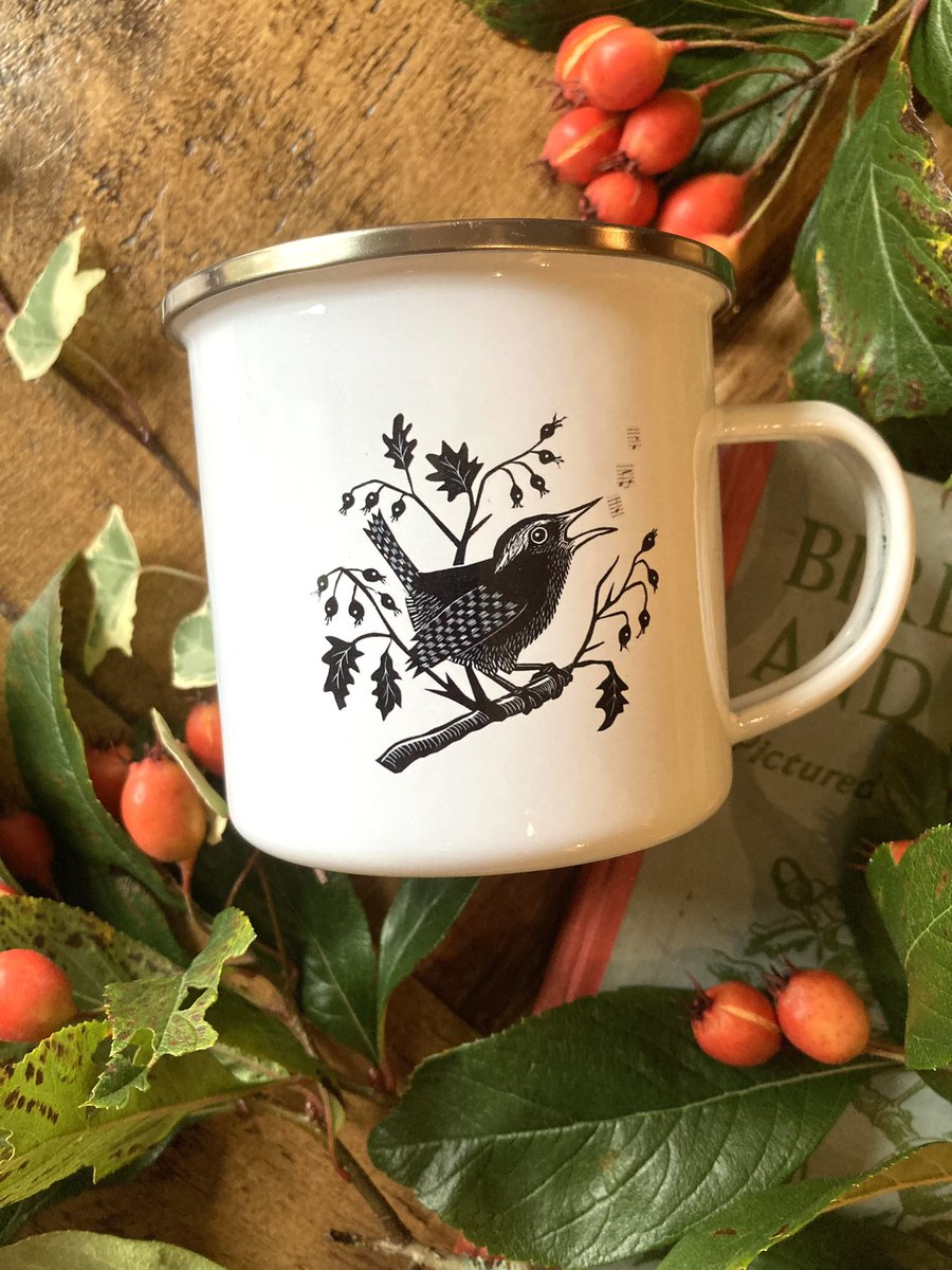 BarlowAlison's tweet photo. #HandmadeHour I’m so excited to have a busy little wren nesting below my kitchen window today. So in homage to him, here’s my wren enamel mug. https://t.co/9FbOFKHYbk https://t.co/1NEwsyYjcV
