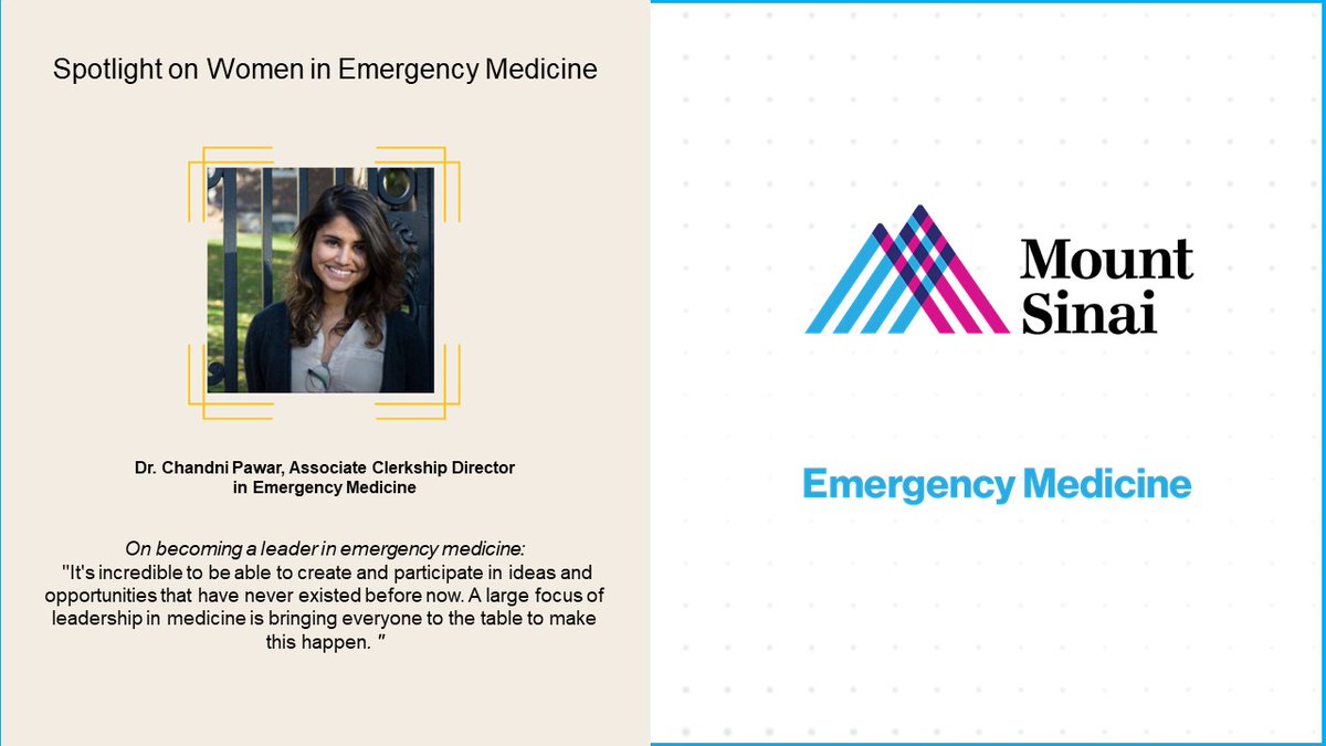The Department of Emergency Medicine at Mount Sinai will celebrate #WomensHistoryMonth by recognizing #EMWomen who are working to make our Health System a more equitable place, while improving the lives of our communities.  

Chandni Pawar, MD talks leadership: