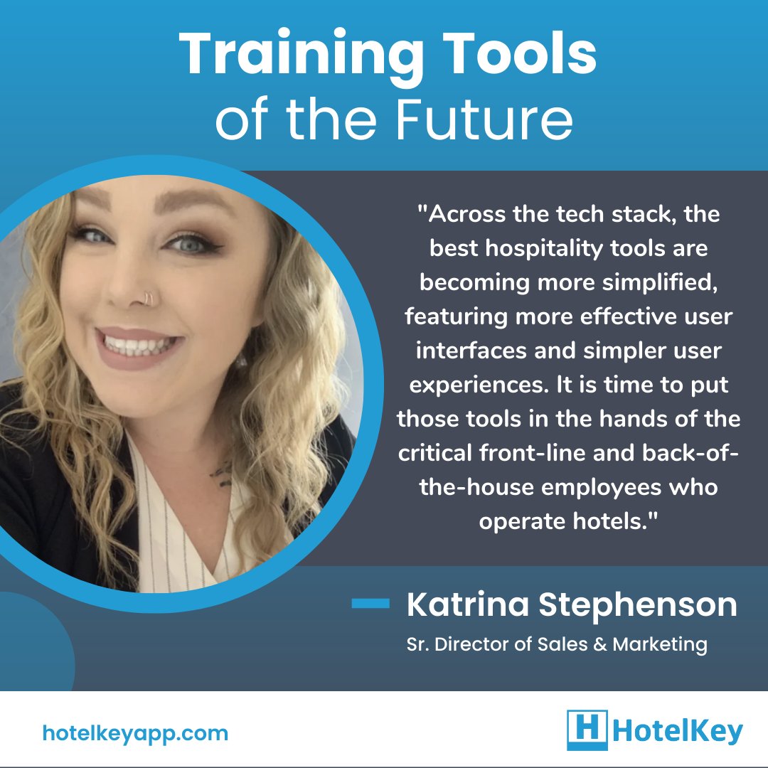 HotelKeyInc's tweet photo. With 13 years of industry knowledge, Katrina Stephenson, Sr. Director of Sales &amp; Marketing at HotelKey, discusses what the future of training looks like in hospitality. Read the full article at @htmagazine. https://t.co/3Id7VWlT4t https://t.co/06y93lCuaP