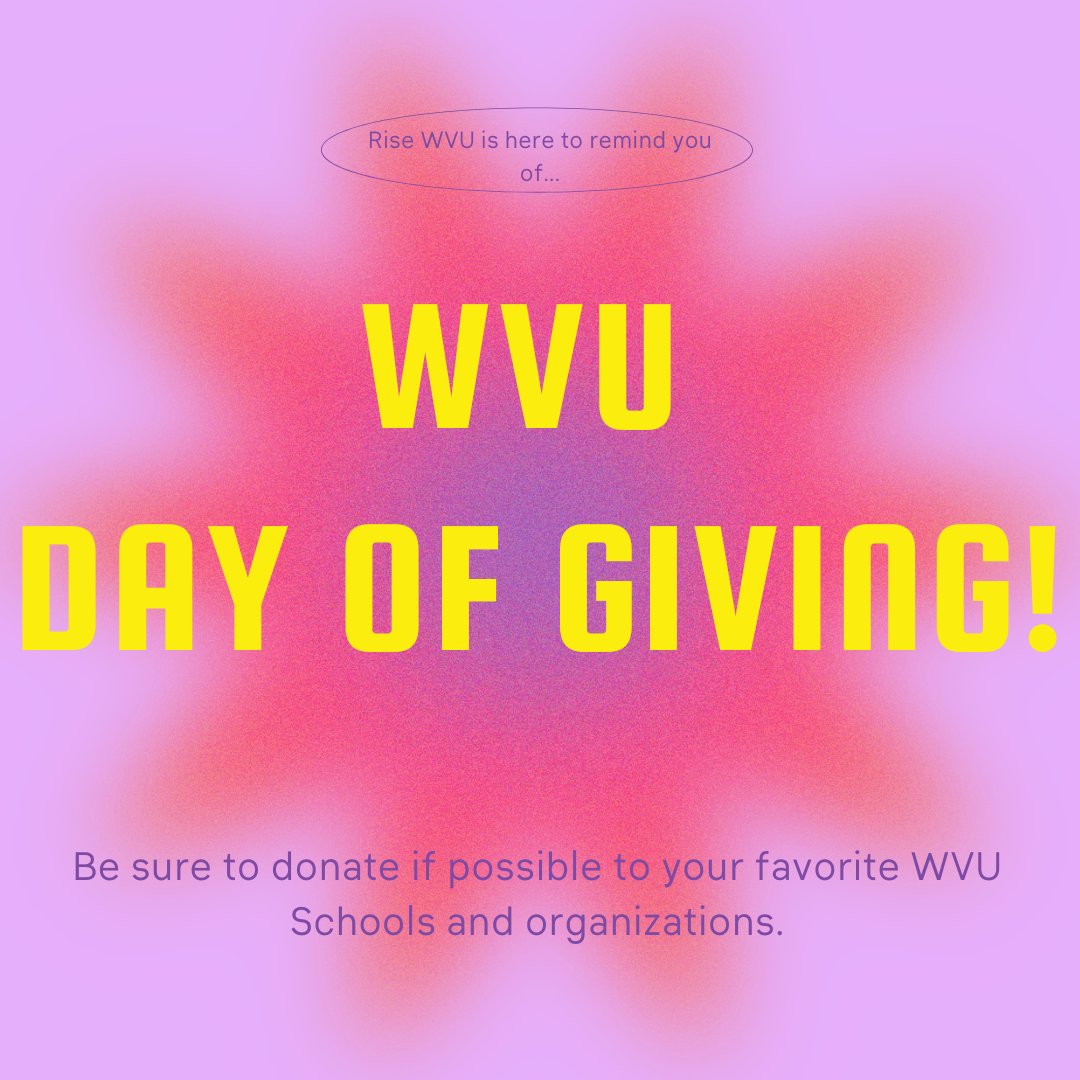 Today the WVU community can come together to donate money to your favorite WVU causes. This includes the top priorities of the University, your favorite college or department, and many more. You can help causes win additional funding through challenges and donation goals.