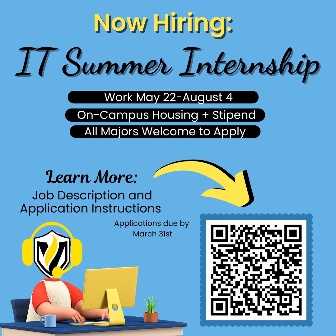 itatvalpo's tweet photo. Happy Wednesday! Are you or someone you know looking for an internship this summer?? Apply for our IT Summer Internship! You can view the description and application instructions from the QR code or from this link! https://t.co/730VlQEHqo https://t.co/1VSgXDQ3jE