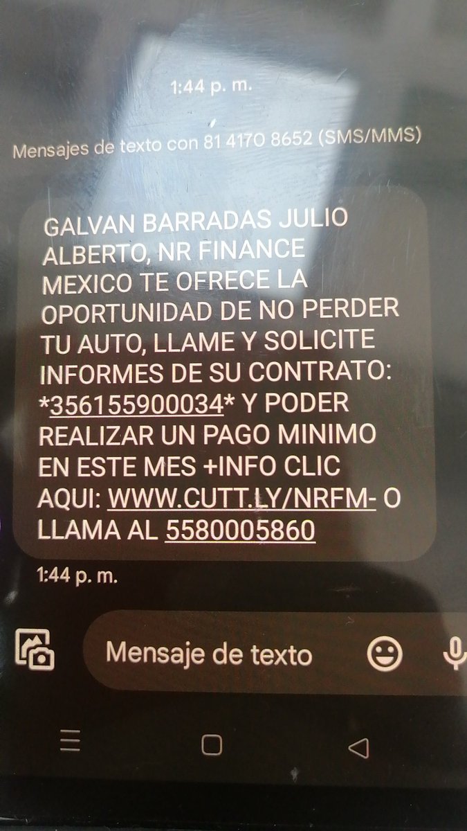 _miguelowsky_'s tweet photo. Basta @NRFinanceMexico dejen de llamar y mandar mensajes. Ayuda @CondusefMX https://t.co/382QiX9XmQ