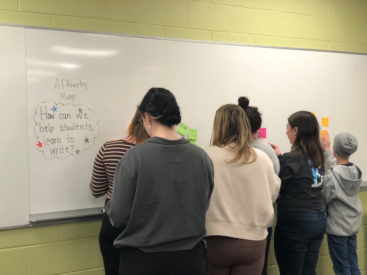 KCapLiteracy's tweet photo. Affinity mapping on the topic of writing instruction with #ETownLiteracyMethods this afternoon! @EtownCollege 

Photo credit goes to @MissMustardEDU! https://t.co/LDLE2xQjRp