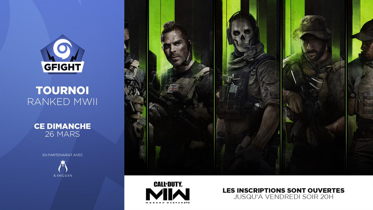 GotagaTV's tweet photo. On dirait que l'émission de lundi vous a ravivé des souvenirs, c'est Call of Duty MWII que vous avez choisi pour le #GFight de dimanche avec @KinguinNet ! 👊

📋 Formulaire : https://t.co/1kCpx2yOf9

➡ Discord : https://t.co/J6lupbbfwx

🕹 https://t.co/APdOHxE5AK https://t.co/Flg5ggNtqZ