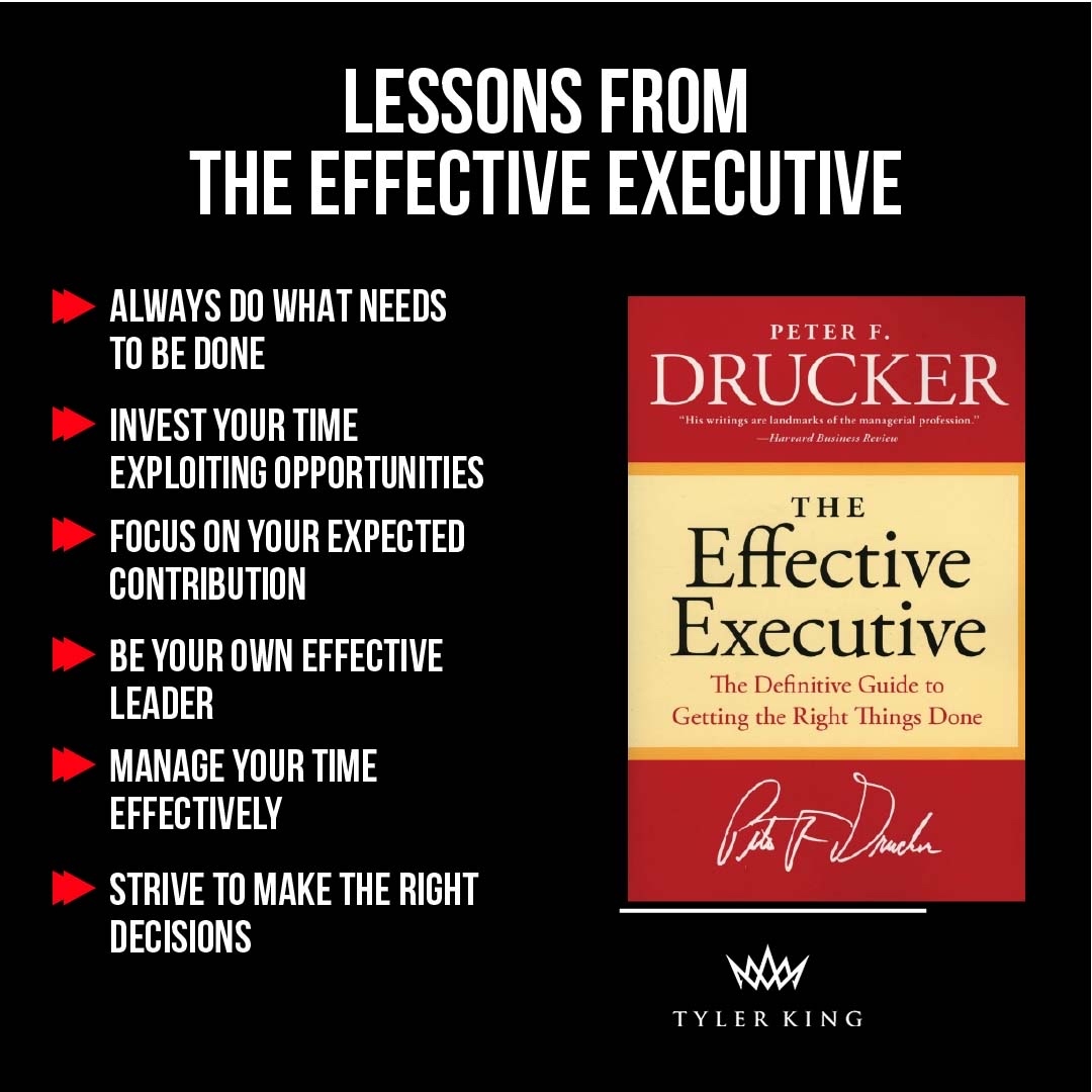 tylerking_me's tweet photo. I am on a mission to read 100 books which will change my life by the end of the year! Want to join me??

This week, here are some takeaways from another awesome book, The Effective Executive!

#tylerking #entrepreneur #motivation #success #inspiration #money #lifestyle https://t.co/ePEWaDJoHm
