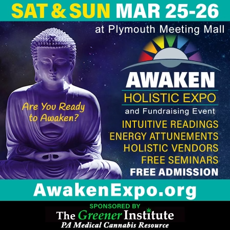 TheGreenerInst's tweet photo. Looking for weekend plans? Stop by the Plymouth Meeting Mall this Saturday, 3/25 &amp; Sunday, 3/26 for the AWAKEN Holistic Expo &amp; Fundraising Event. Free admission, dozens of vendors &amp; MMJ certification opportunities! Visit https://t.co/sD9bXhxnYU for more information! https://t.co/X06SeCrfZj